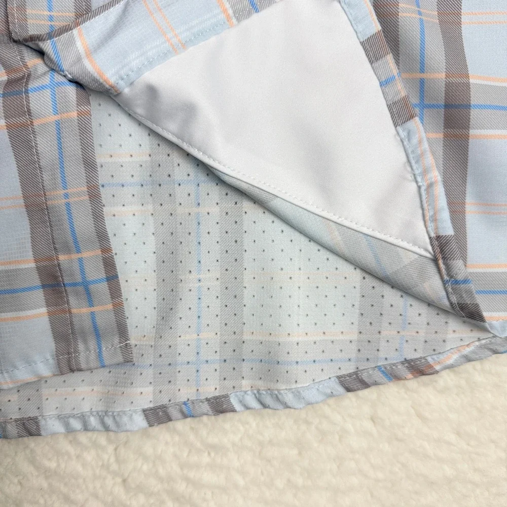 Huk Performance Fishing Shirt 2XL Blue Plaid Long Sleeve Button Down‎ Vented